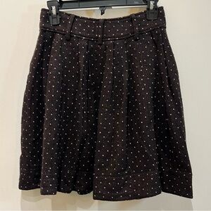 Walter Baker | Brown & Pink Polka Dot, Wool Pleated Skirt | sz 2